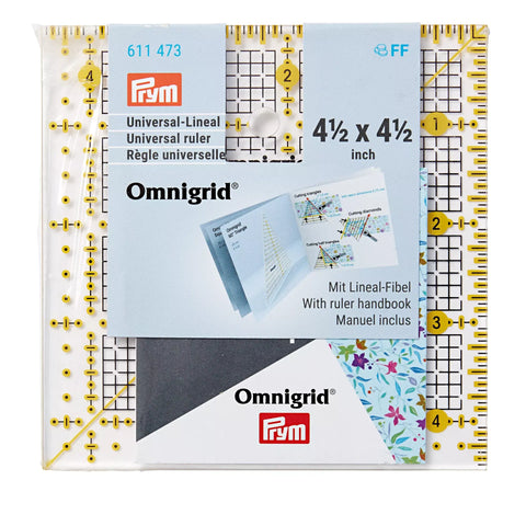 Compact Omnigrid square ruler 4.5 × 4.5 inch for mini quilt blocks and trimming small fabric pieces