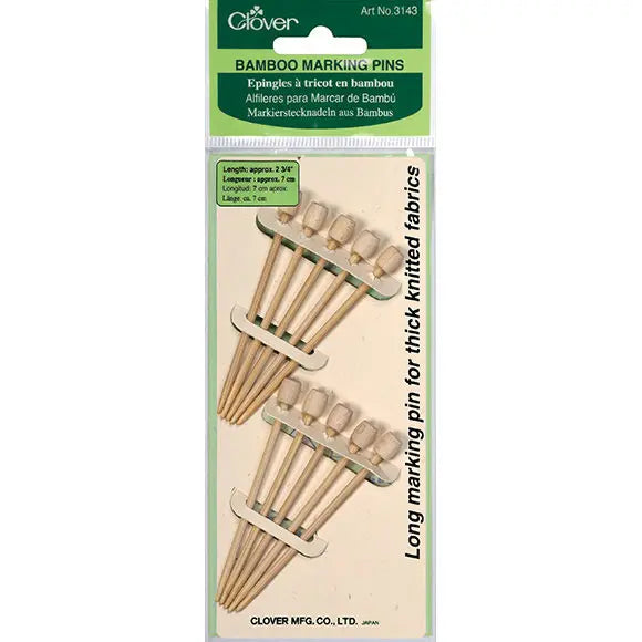 Clover Bamboo Long Marking Pins for Thick Knit Fabrics