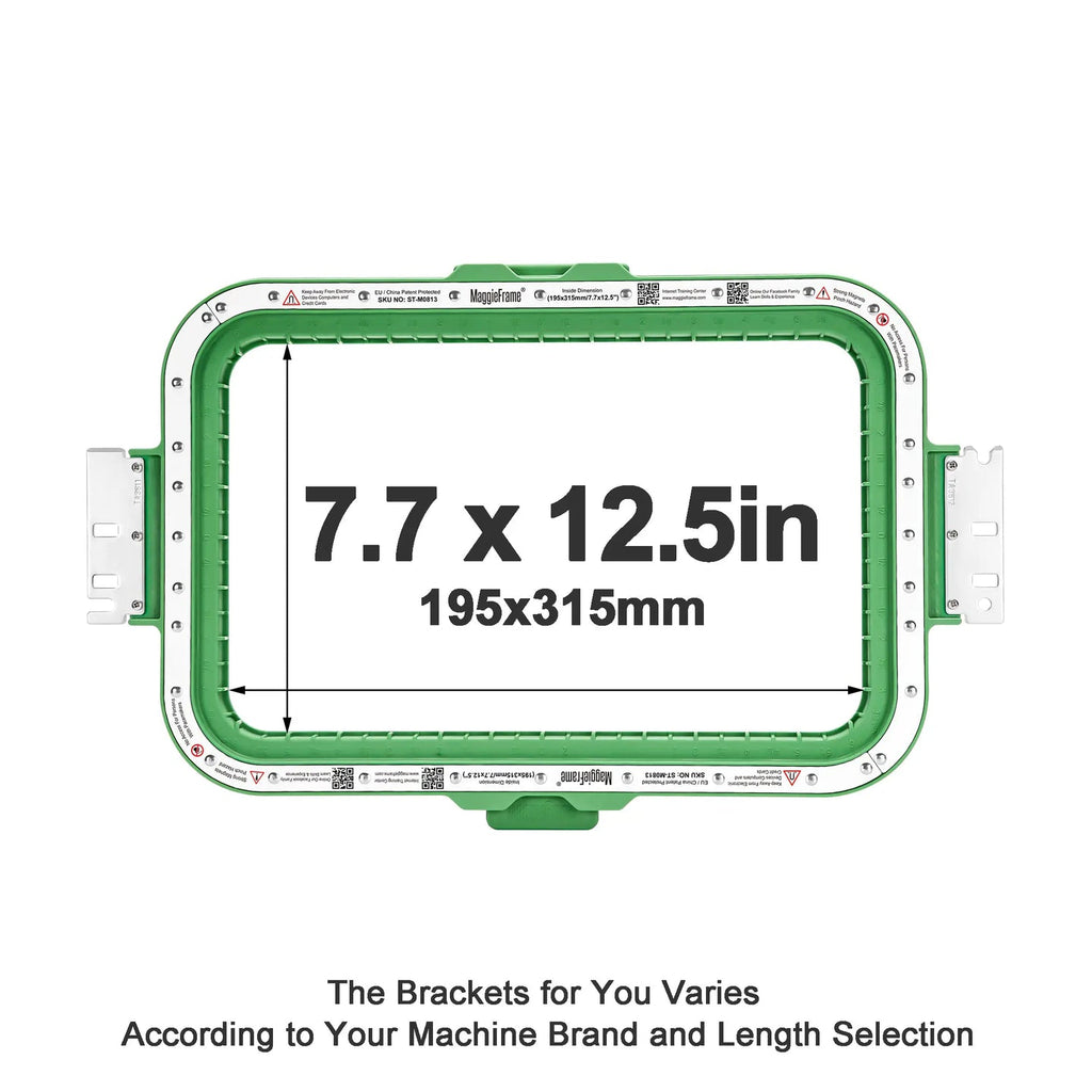 7.7" x 12.5" Magnetic Frame for Ricoma Embroidery Machines - 400mm Arm