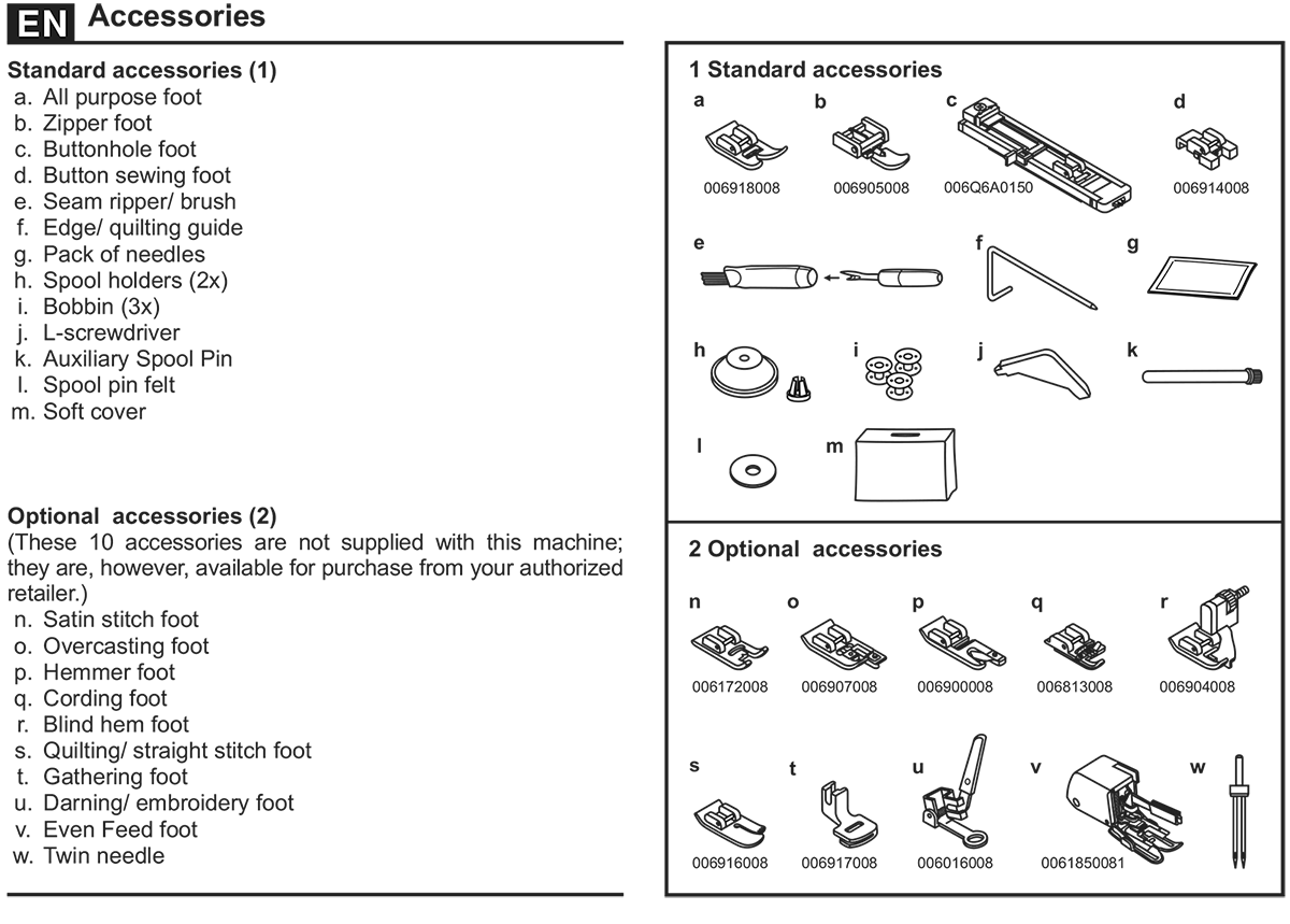 Singer 4432 Accessories